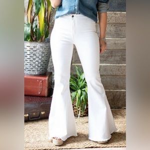 Lucky & Blessed White Bell Bottom Jeans. Extreme Flare -NWT